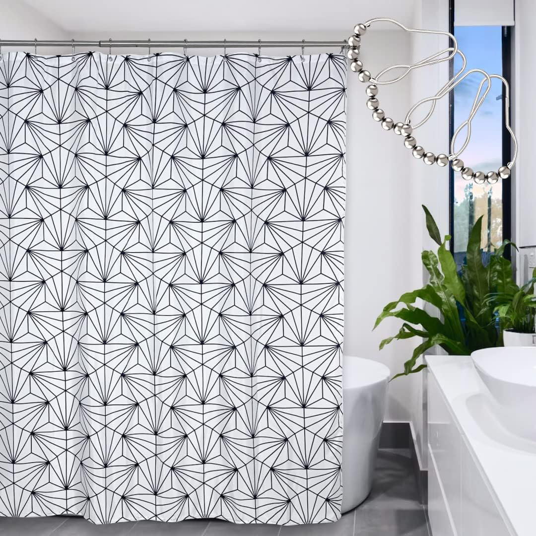 Hokku Designs Black And White Shower Curtain For Bathroom Set White And