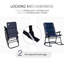 Ensemble de patio extérieur 3 pièces: 2 chaises berçantes et table basse en verre, style bistro, porche, camping, balcon, ensemble de 3 pièces avec structure rouille et bleu marine