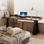 Bureau brun clair + bois massif rectangulaire noir + bureaux en fer-107978704