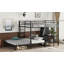 Structure de lit superposé grand sur grand avec garde-robe intégrée, lit superposé en métal avec bureau et chaises de rangement