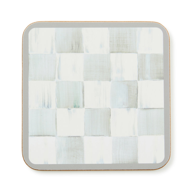 Sterling Check Cork Back Coasters, Set Of 4