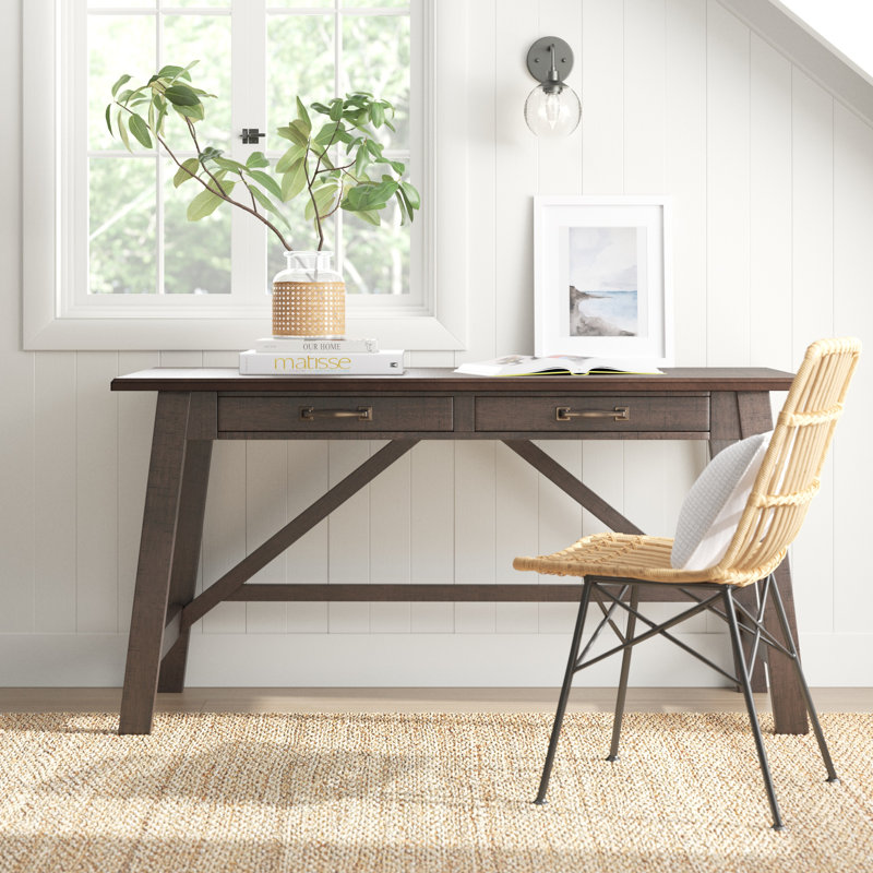 Auberon Solid Wood Writing Desk, Rustic Brown