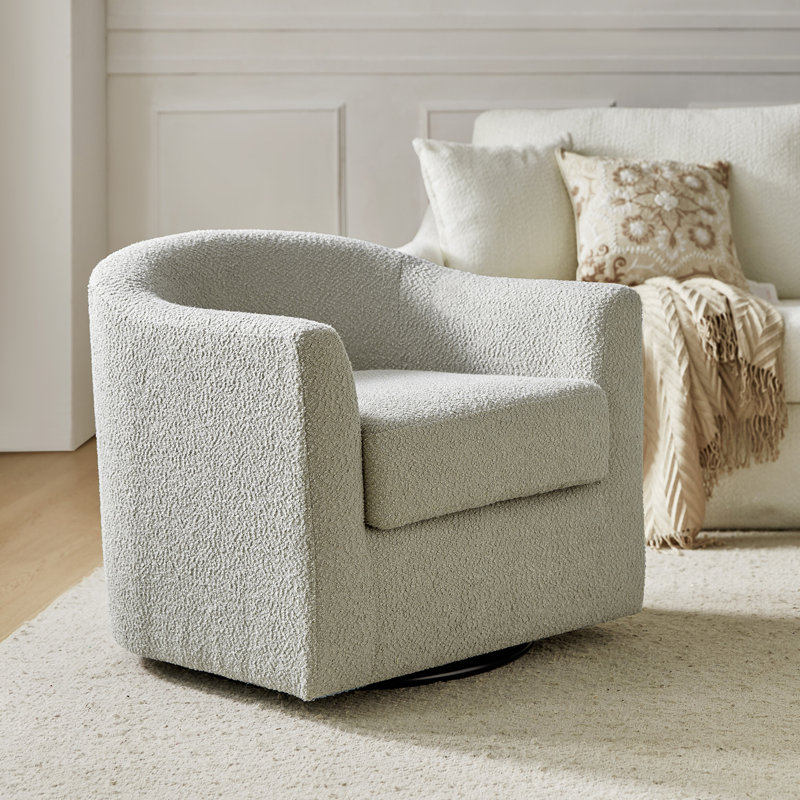 Fauteuil demi-tonneau pivotant rembourré Miluse, Boucle gris