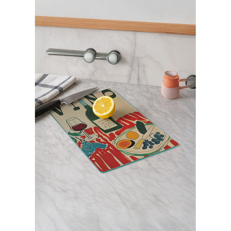 Durable Tempered Glass Cutting Board, 7.9 x 11.8 inches | 100% Antibacterial, Non-Slip Silicone Feet | Easy Clean Surface, Perfect for Food Prep & Kitchen Use, Not Dishwasher, Microwave, or Oven Safe