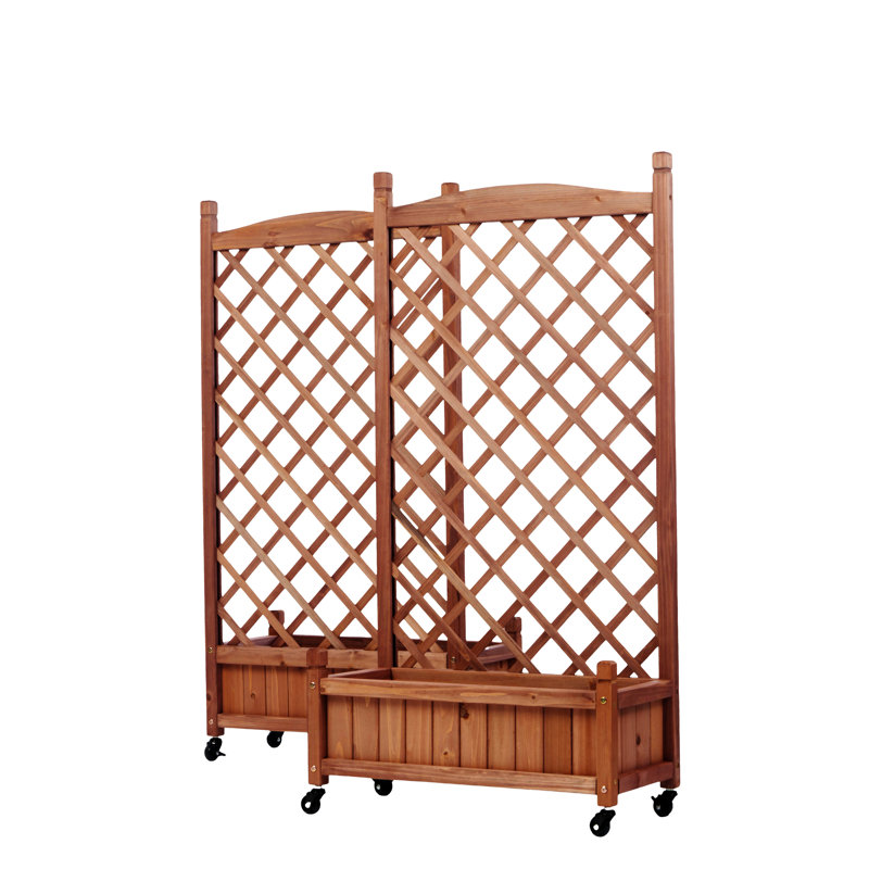 Lit de jardin surélevé avec treillis, ensemble de 2 jardinières en bois et support à plantes avec supports d'escalade 