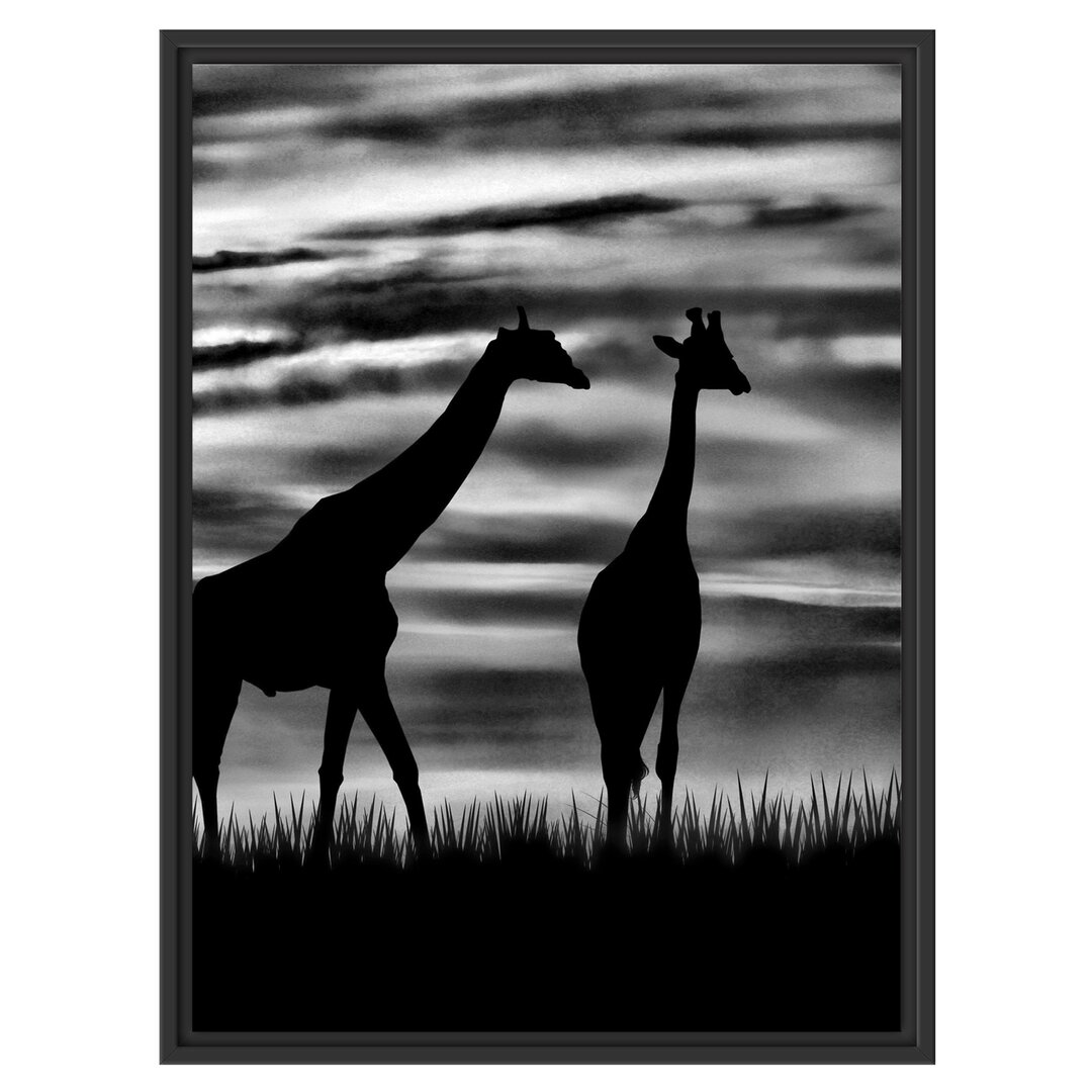 Gerahmtes Wandbild Afrika GiraffenSonnenuntergang