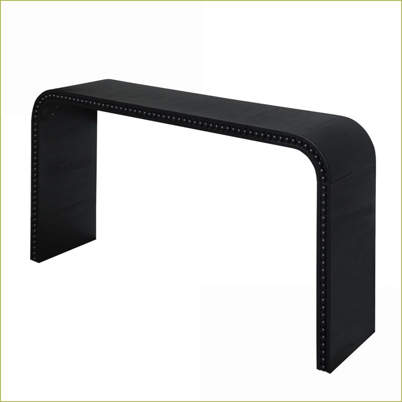 Table basse en bois noir compacte avec cascade courbée - Polyvalente pour le vestibule de salon