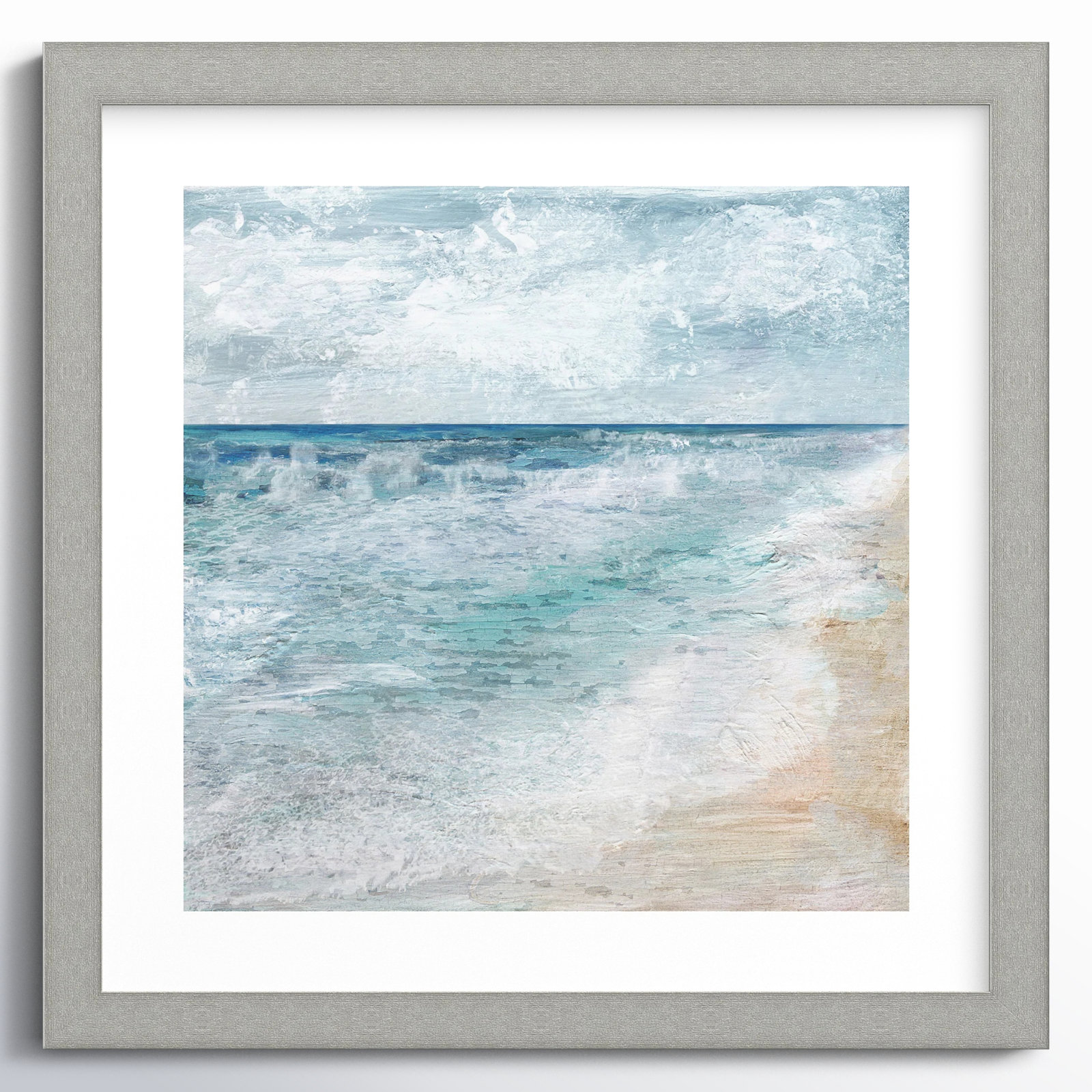 Basel "Shore Walk" Print, 25" H x 25" W x 1.25" D, Brushed Silver