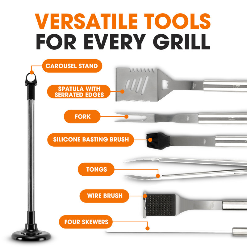 Cheer Collection Stainless Steel Grilling Tool Set