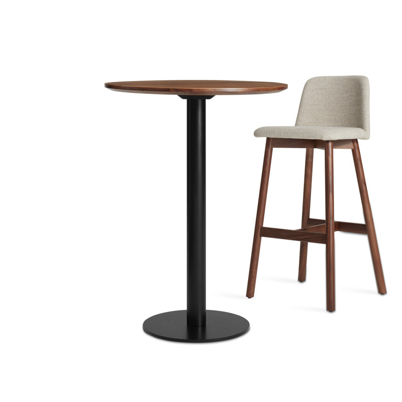 Easy Round Dining Table, Walnut, Matte Black, 40" H x 30" W x 30" L