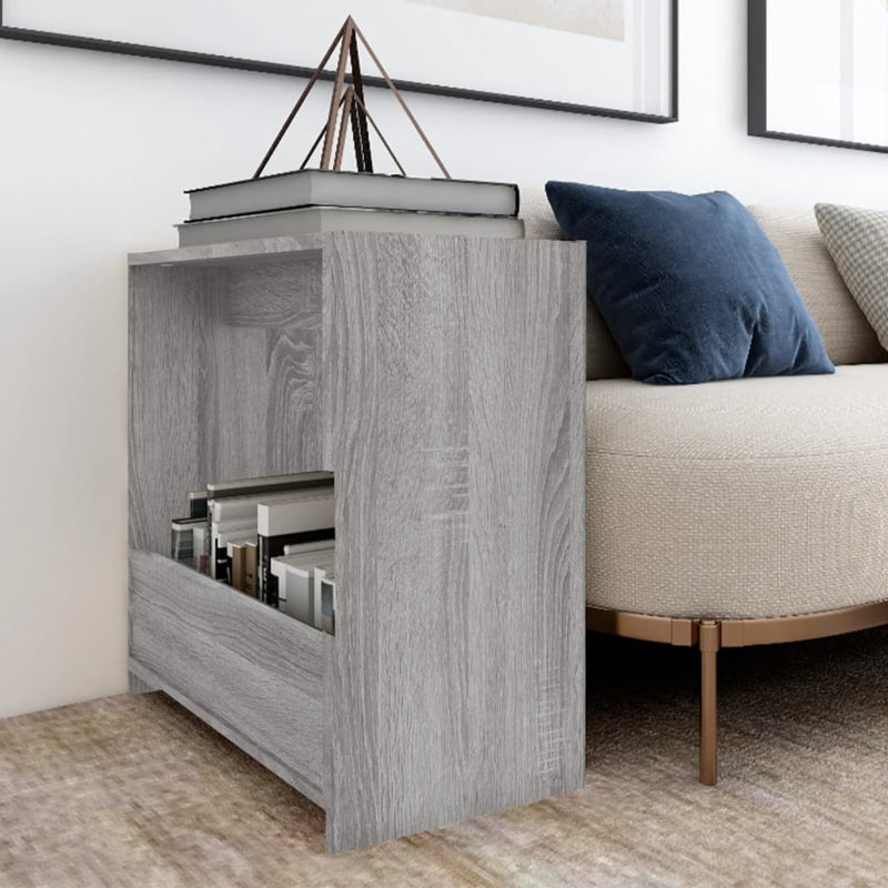 Goben Block End Table, Brown Oak, Brown Oak