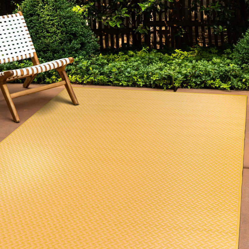 Tapis intérieur / extérieur jaune paille rectangulaire en plastique tissé à la machine de couleur oriza