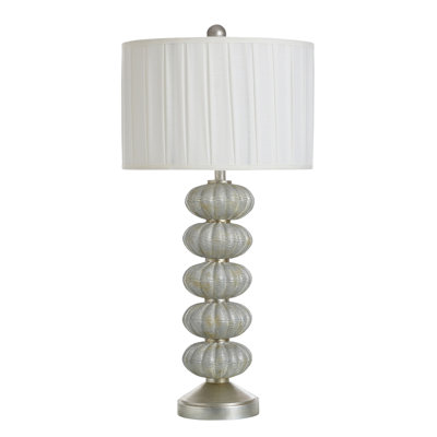 Norman Wyatt Home - Pearline - Anartia Poly Table Lamp - Silver Champagne - White Shade