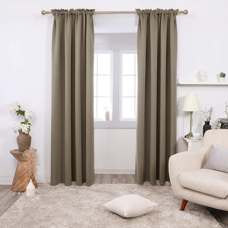 Peniste Room Darkening Curtain Pair, Khaki, 52" W x 108" L