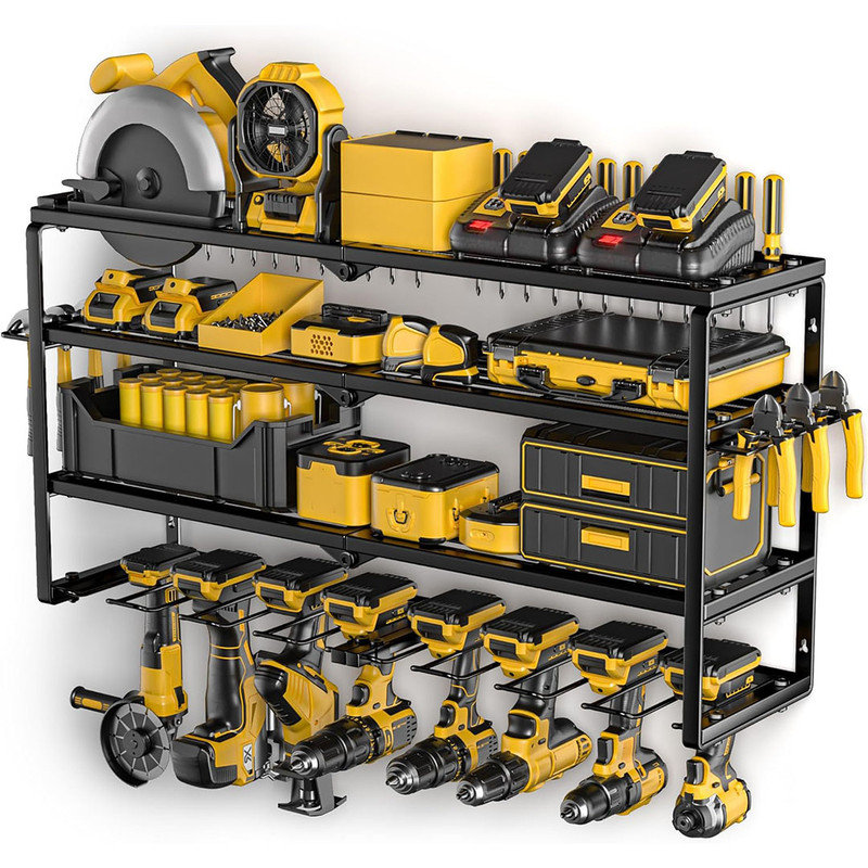 Power Tool Organizer Wall Mount, Heavy Duty Metal 4 Layers Garage organization and Tool Storage, Tools Holder for Workshop/Shed