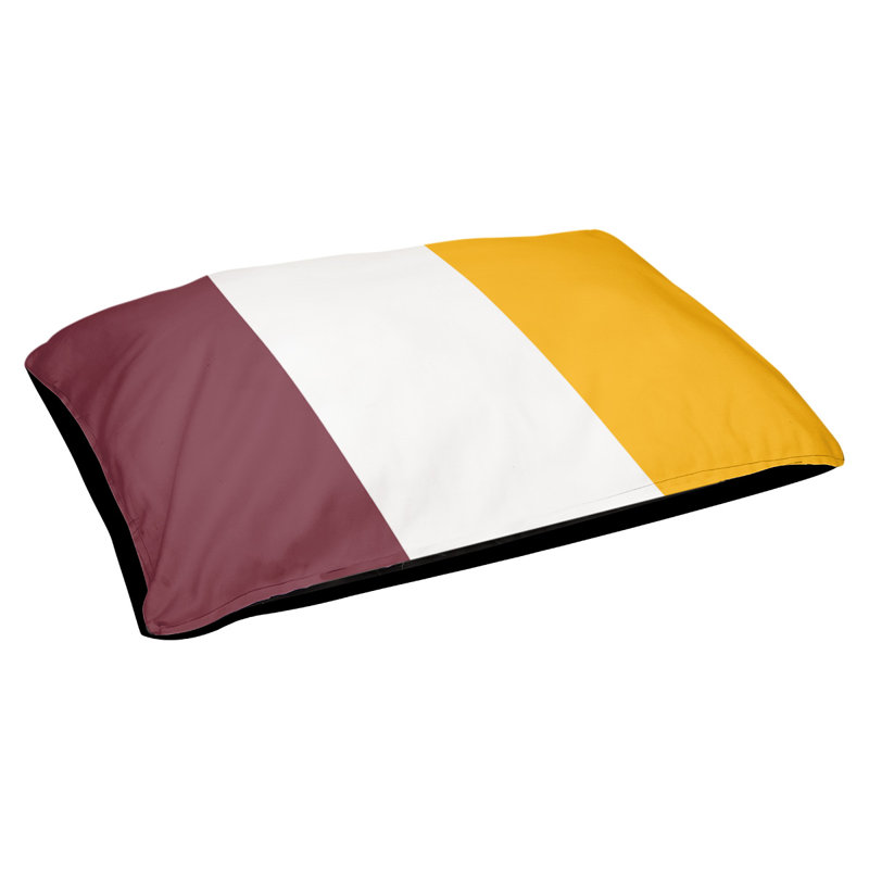 Coussin de lit pour chien Cincinnati, Très grand (l 50 po x P 40 po x H 7 po), Bourgogne / Blanc / Or