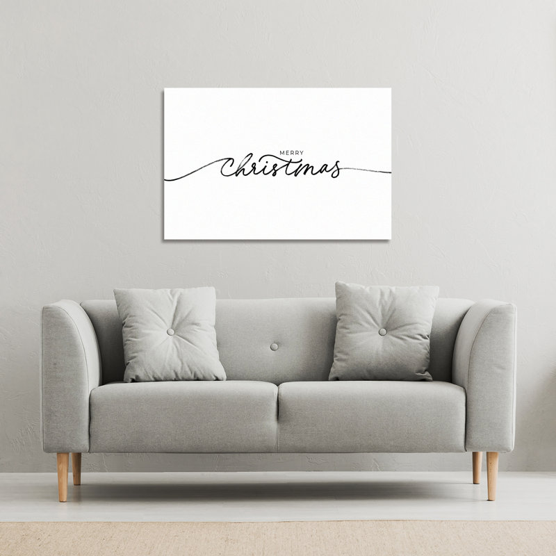 Merry Christmas Hand Drawn Lettering by Andrew Lee - Wrapped Canvas Print, 41cm H x 41cm W