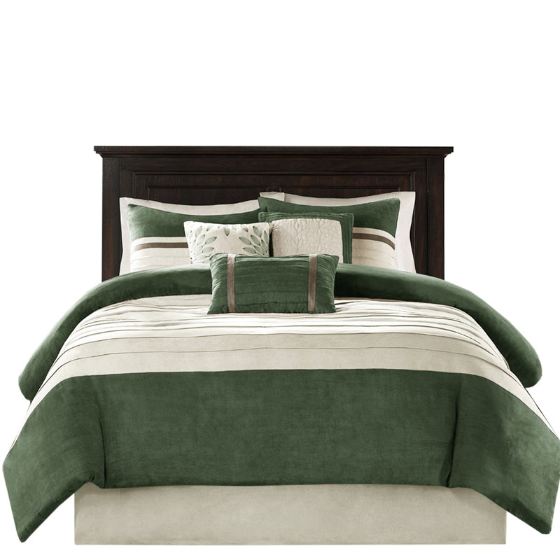 Édredon de lit - Faux suède avec détails brodés et coussin intérieur, Vert