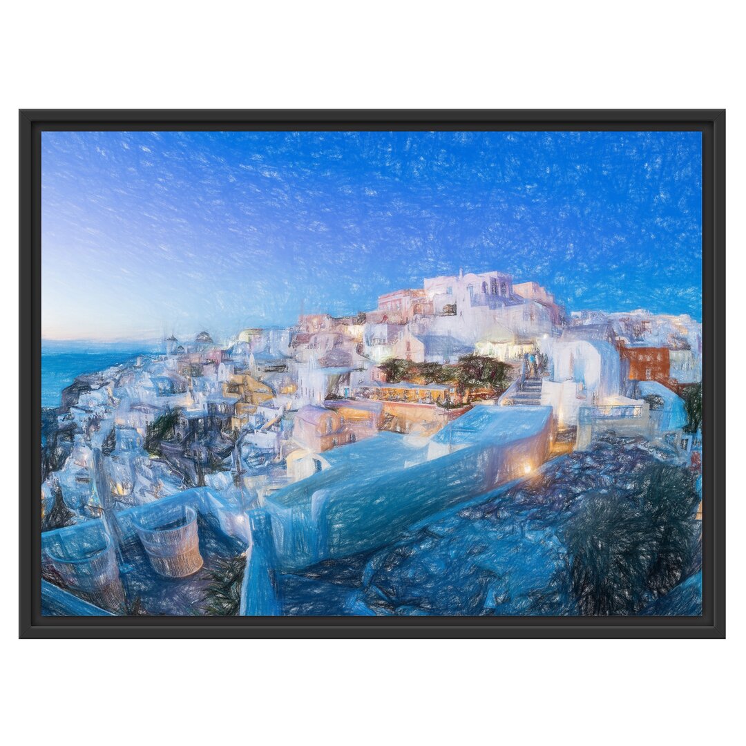 Gerahmtes Wandbild Oia Dorf Santorin