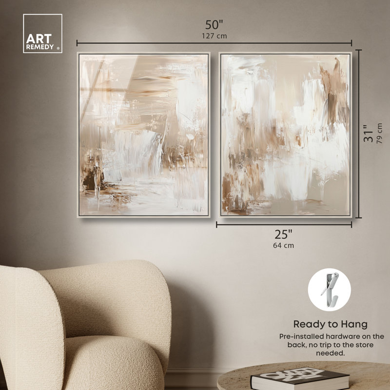 «Latte Layers Duo», ensemble de reproductions d'art mural encadrées par Art Remedy, cadre argenté, 24 x 30, H 31 po x l 25 po