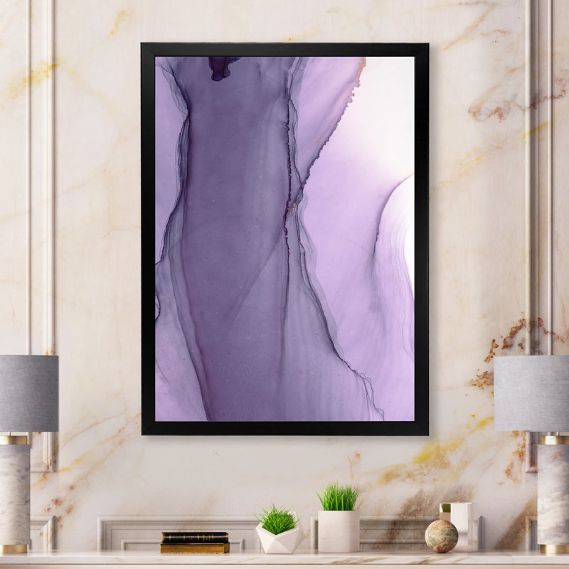 Marbre mauve de luxe liquide Art II - art mural moderne sur toile, Toile avec cadre photo noir, H 20 po x l 12 po x P 1 po