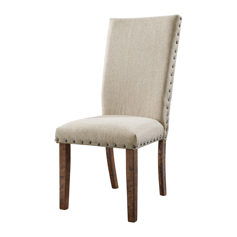 Chaise de salle à manger rembourrée en lin Zaneta