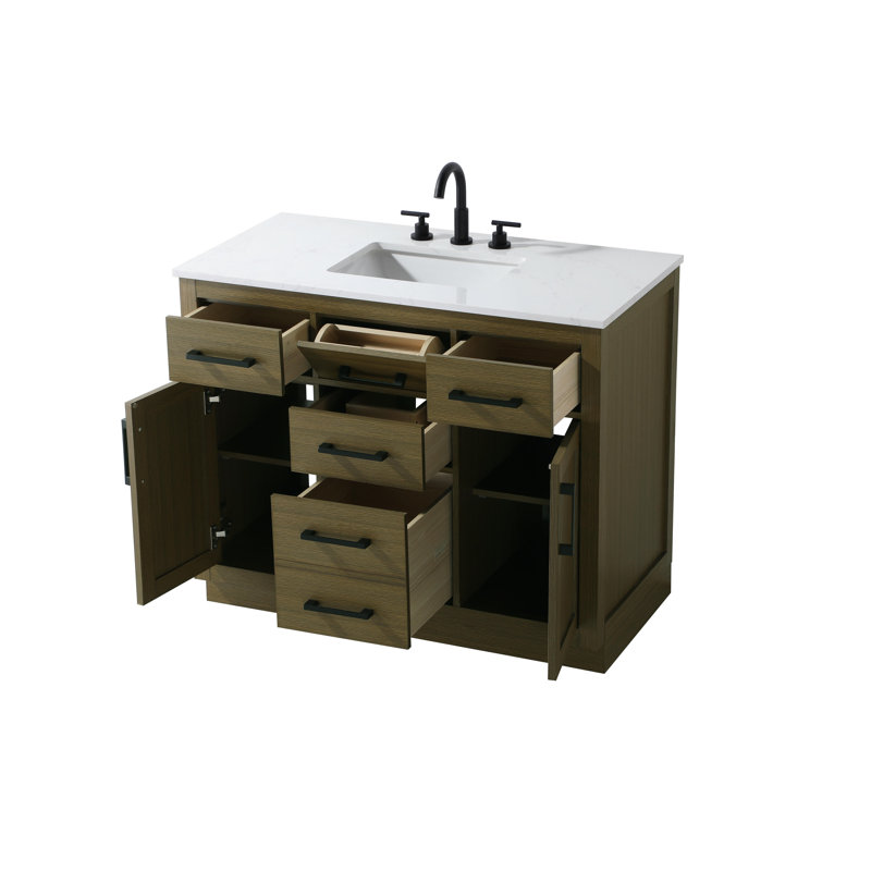 Ensemble de meuble-lavabo simple 42 po Ahner, Brun châtaigne