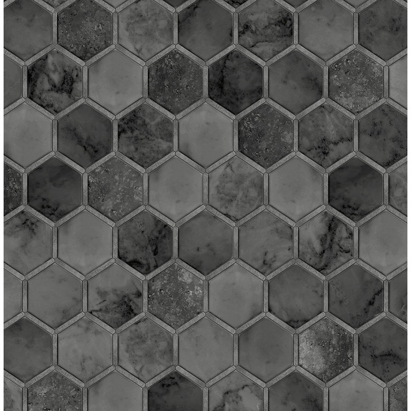 Rouleau de papier peint adhésif L 18 pi x l 20,5 po Cefferillo, L 18 po x l 20,5 po, Noir/argenté