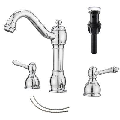 Widespread 2-handle Bathroom Faucet with Drain Assembly