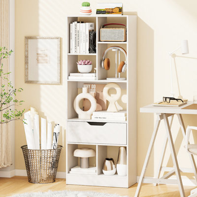 Bookcase w/Drawer, Multifunctional Open Bookshelf, Storage Organizer