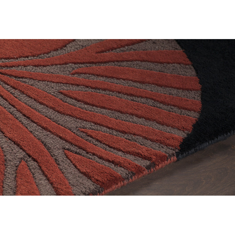 Tapis botanique moderne fantaisiste en laine touffeté à la main Jonas Authentic, Rectangulaire 7 pi x 10 pi