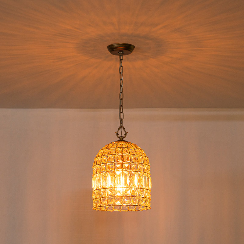 Vintage 1 - Light Cage Crystal Pendant Light, Antique Bronze