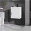 Meuble-lavabo 16 po avec lavabo en céramique et porte d'armoire à fermeture en douceur, fixation murale flottante, bonde escamotable, siphon inclus, blanc (sans robinet)-1248729727-1248729724