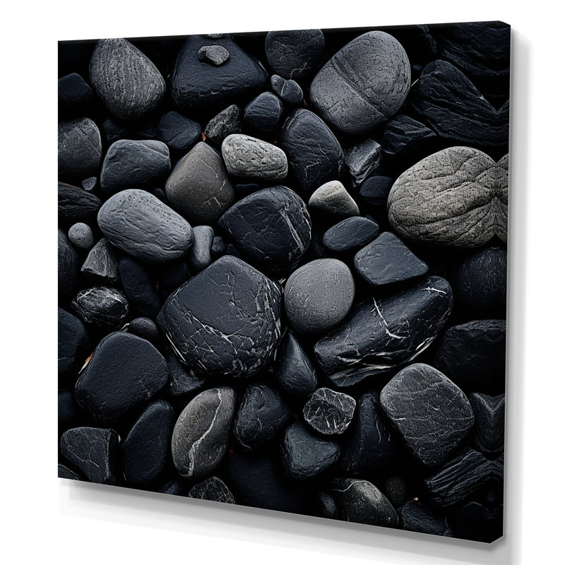 «Black Stones Scenery Minimalisme», reproduction sur toile, Toile tendue, H 36 po x l 36 po x P 1,5 po