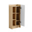 Armoire latérale de salle de bain autoportante de 16 pouces avec porte simple et tablettes ouvertes à trois niveaux pour un rangement intelligent et étroit et un assemblage facile.