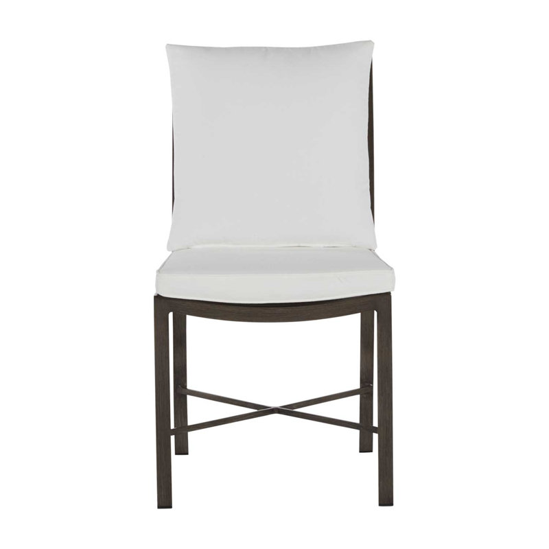 Monaco Patio Dining Side Chair with Cushions, Slate Gray, Rollo Lace InsideOut® Linen, Welt