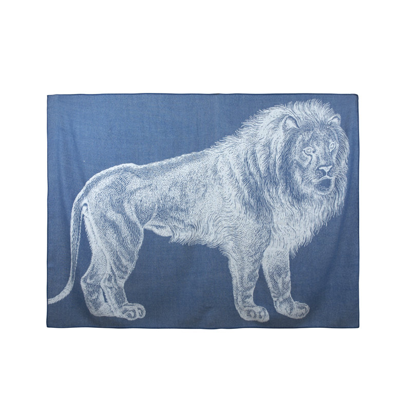 Jeté en laine lion, Bleu sarcelle
