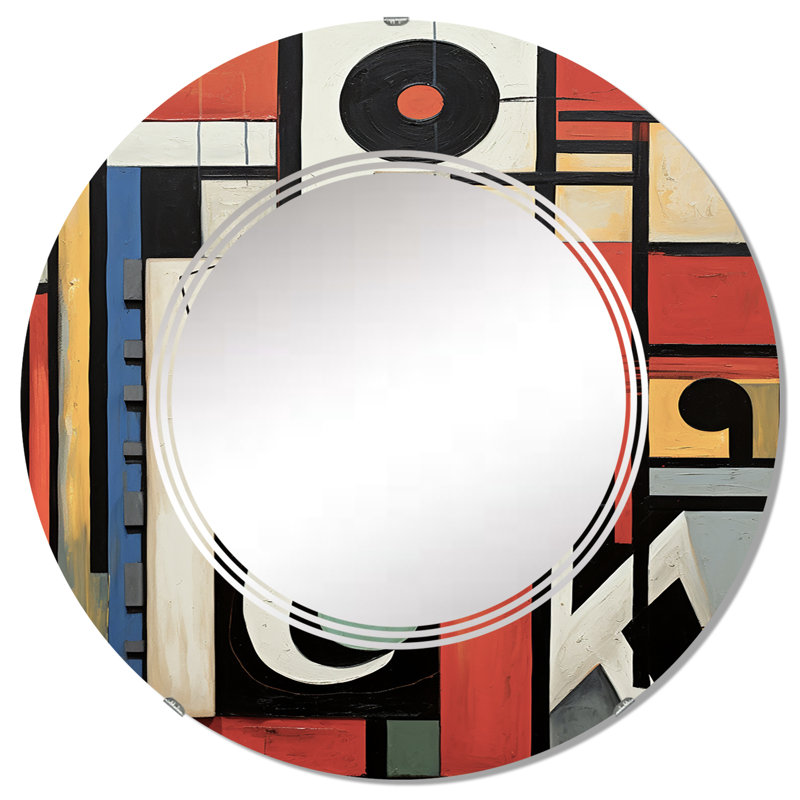 Feronia - Miroir mural moderne rond, 32 po x 32 po