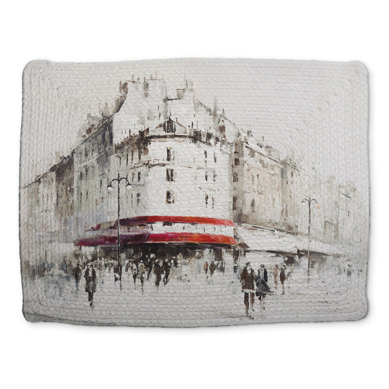 Modern White Street Scenery Braided Placemat - Home Decor