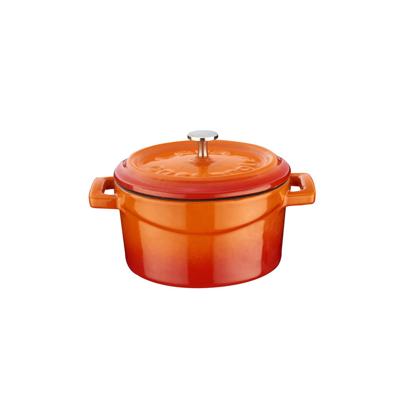 Casserole en fonte émaillée Lava 0,35 pte Rond avec couvercle tendance, Orangé