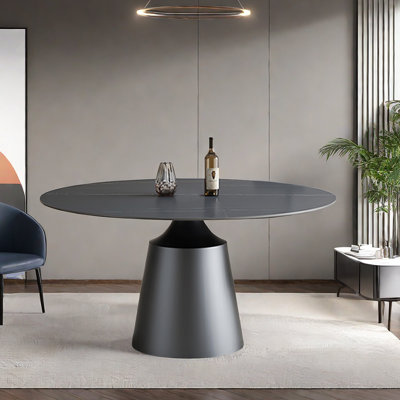 Dylon Modern Luxury Rock-Plate Round Dining Table