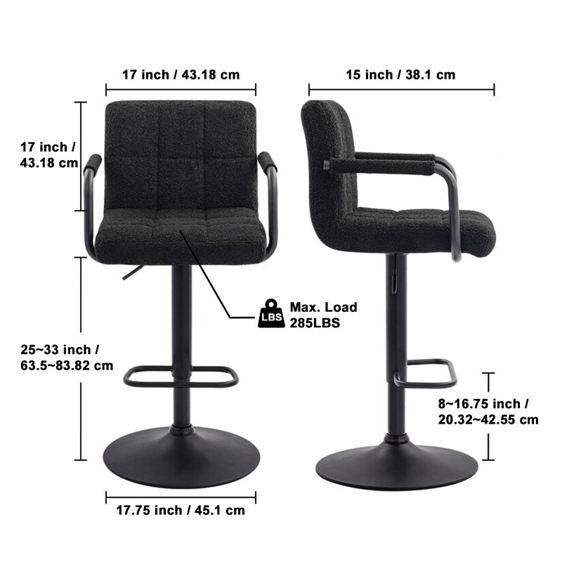 Mashelle Swivel Upholstered Adjustable Height Counter Stool with Metal Frame