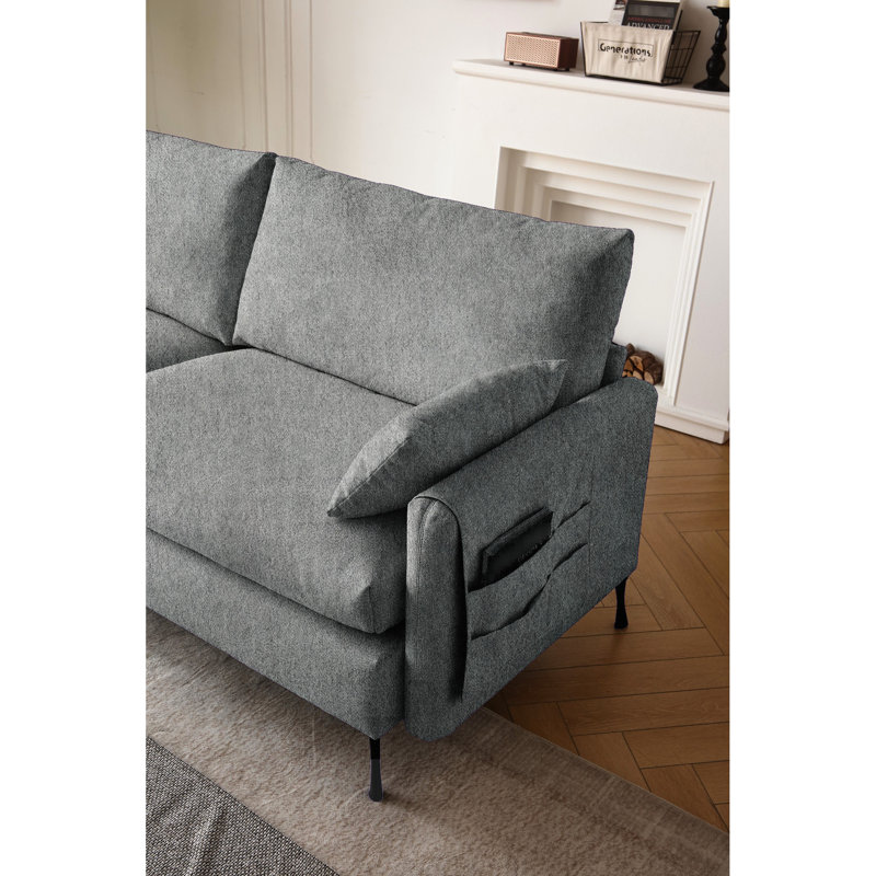 Gris 3 avec 2 accoudoirs et coussins décoratifs, l 80 po pour un bureau, Gris