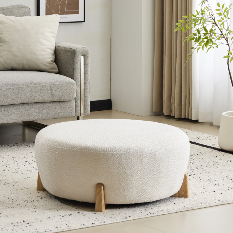 Repose-pieds blanc Boucle, Bois naturel blanc, Natural Wood White