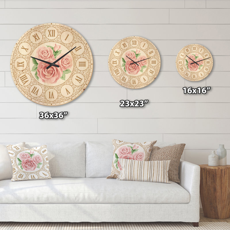 Horloge murale moderne en bois rose, Très grand