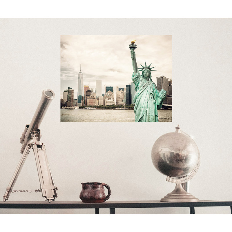 Décalcomanie murale amovible New York Skyline and Statue of Liberty, H 36 po x l 48 po
