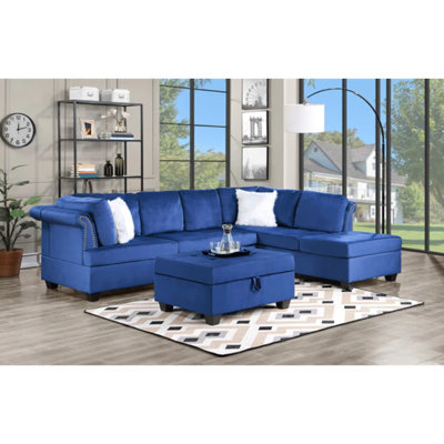 Exauce Velvet L-Shaped Sectional Right Hand Facing