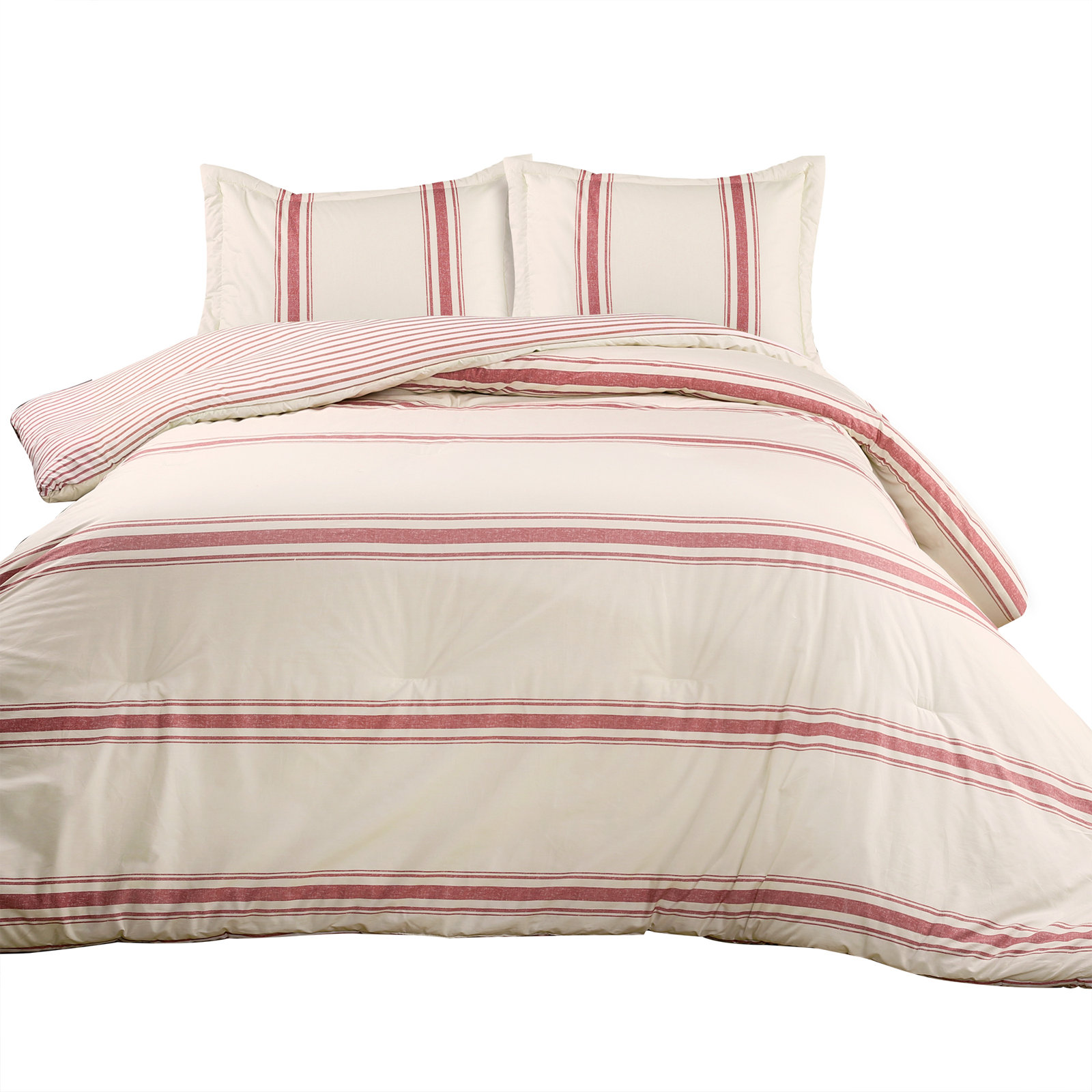 Gilroy Cotton Comforter Set, Red, Full/Queen Comforter + 2 Shams