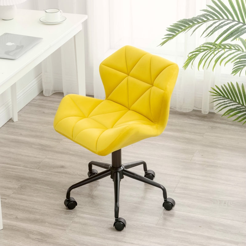 Chaise de bureau pivotante et capitonnée, Jaune