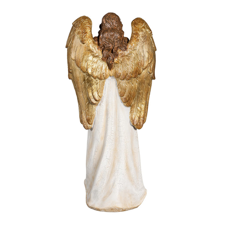 Statue de jardin ange doré en résine, H 18 po